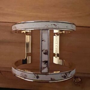 Vince Camuto Gold-Tone Leather Cuff Bracelet